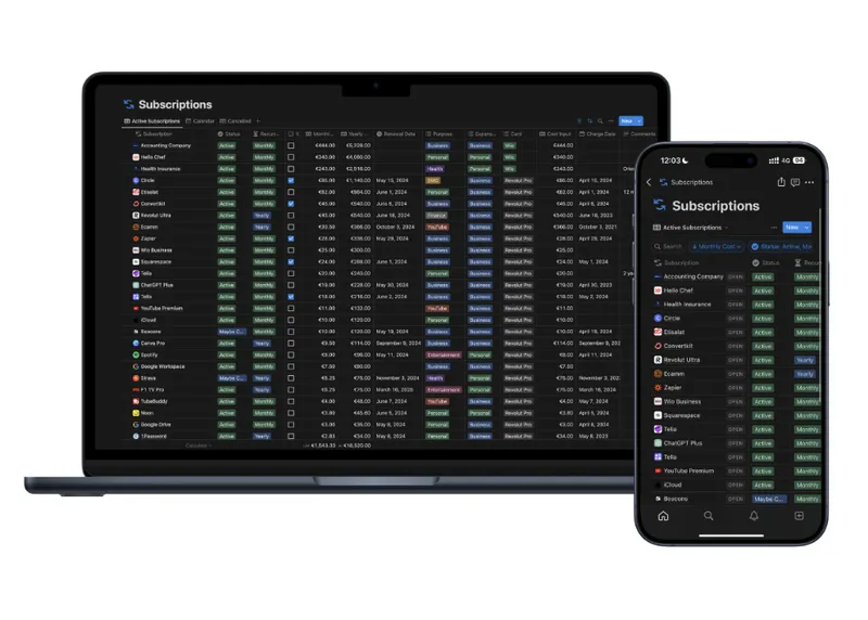 Subscription Tracker Notion Template